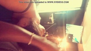 MUST VIEW !!trailer park trash sucking off ebony lit penis into
