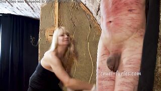 Cruel Blonde cougar Whips Dude's Penis