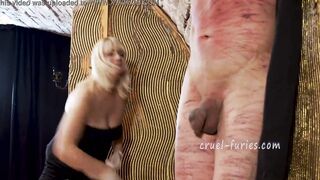 Cruel Blonde cougar Whips Dude's Penis