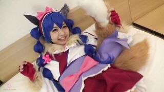 【Hentai Cosplay】Sex with a adorable blue haired cosplayer. Soaking soak