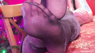 Gf Goddess Toes Inside Slippers And Lurex Tights On New Year's Eve