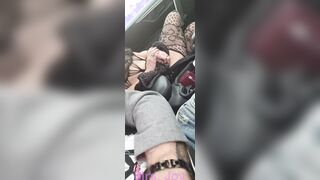 Driving And Flashing Drivers Inside a Panties Body Suit Drive Through Exhibitionist Hoe at Starbucks