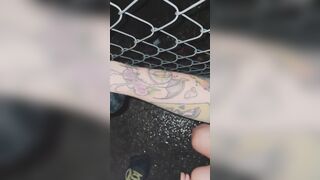 POV: sad gothic bitch gets handcuffed and pissed on into outdoor