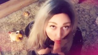 Bbw blows tinder dates dick and gets cum on her