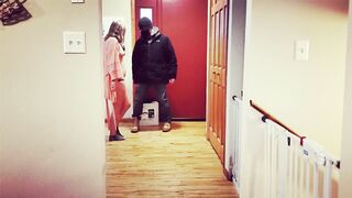 Ex-Wifey flashes and fucks the delivery man