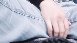 Bbw wetting and masturbating til orgasm inside piss soaked jeans after long
