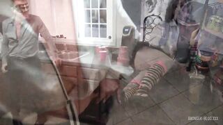 Swinger housewives eating fat cocks at amateur group sex