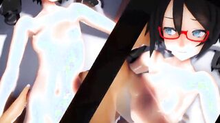 【MMD R-teenagers SEX DANCE】SEXY BOOTY INTO GLASSES BJ INSANE PERVERSE MOUTH ハードセックス [MMD]