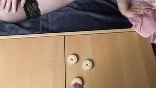 Young slutwife with huge hooters and preggo belly eat cum