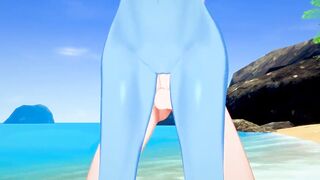 Undertale - Lucky bro creampies Undyne on the beach