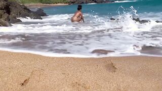 Long Butt Hispanic mom at a Naked Beach
