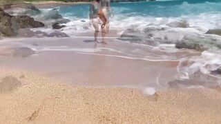 Long Butt Hispanic mom at a Naked Beach