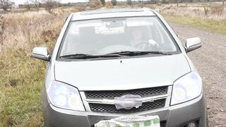 Random passerby man helped to repair vehicle DuBarry and boned doggy style on hood auto. Sex inside outside