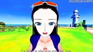 1 Piece Anime: Nico Robin Long Melons Tittyfuck Jizzed