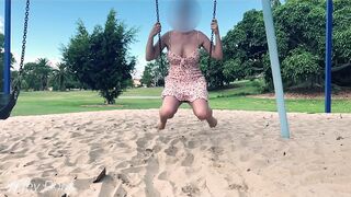 Fiance ride outdoor swing with no underwear 