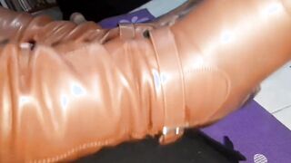40 minutes of bootjob by bbw wifey into leather brown boots, with final cum on boots, now into homemades