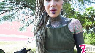 Alternative 18 year old ANAL masturbation INSIDE OUTDOORS, sensual women SQUIRT outside, gothic, anal gape, tattoo