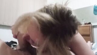 girlfriend Blows Dick & Nuts, Squirts All Over Penis Twice