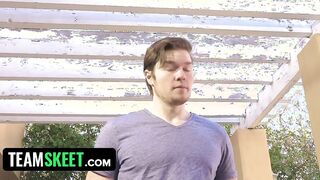 Titty Attack - Super Barely Legal Gets Her Amazing Natural Breasts Oiled Up And Plowed By Lucky Guy