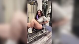 LONG BUTT WHITE WOMEN gets hit inside gym