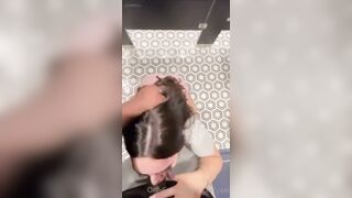 LONG BUTT WHITE WOMEN gets hit inside gym