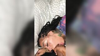 Shes Yellow sucking off cum out of bbc