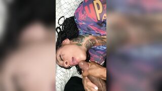Shes Yellow sucking off cum out of bbc