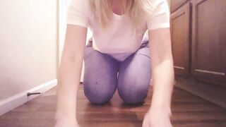I had another accident inside your WC Daddy. Blonde Pawg Hotwife piss cup Jeans Soak white Tshirt