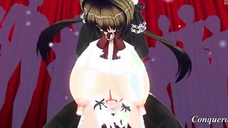 【MMD R-19 yo SEX DANCE】BIG WHITE BUTT RIDE AND SPREADS HER BUTTOCKS AND TAKES LONG COCK激しいセックス[MMD R-18]