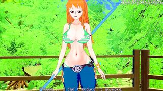 1 Piece Anime: Nami Blows Luffy Huge Penis Until Cum Into Mouth