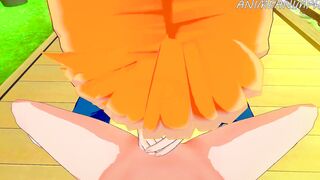 1 Piece Anime: Nami Blows Luffy Huge Penis Until Cum Into Mouth