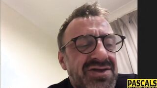 Big Tit whore throats cock and gags