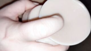 Stepmom caught into double vaginal sex toy ends inside cummed