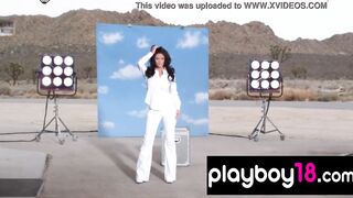 Long boobed Crystal Mccahill stripping at an abandoned gas station