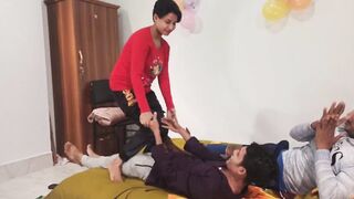 Calling college gf at home me and friend fucking her