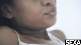 Super african Brazilian goddess gets her fix of caffeine and penis