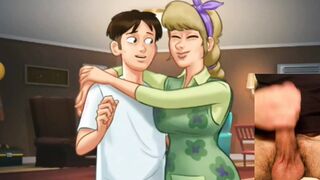 Mother into law jerks off son inside law - summertime saga porn game