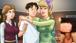 Mother into law jerks off son inside law - summertime saga porn game