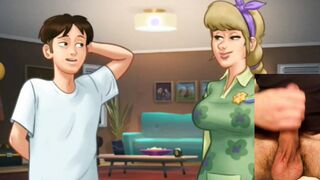 Mother into law jerks off son inside law - summertime saga porn game