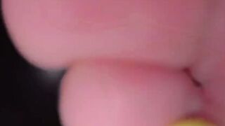 Giantess stomping on small man at work