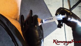 Insane spiked chastity cage installation