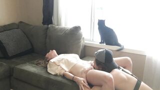 Great Thin Treat has her twat eaten, and filled with cum