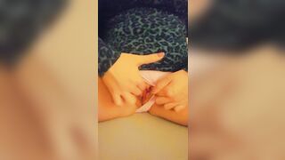 two finger fuck make amateur MILF's tight cunt explode into a sloppy squirt (volume up for soak snatch sounds