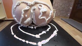 Lesbians point of view and crazy hot Ass inside sweet cream instead of