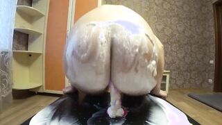 Lesbians point of view and crazy hot Ass inside sweet cream instead of