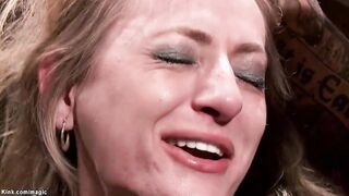 Bound small blonde unshaved cunt banged