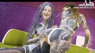Lesbo tattoo girls having double penetration fun with toys. All Anuskatzz clips here: Z-filmz