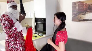 Ebony santa gave me his long cock for my snatch