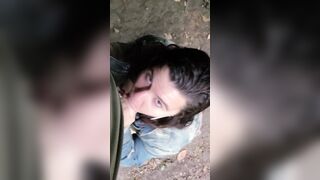 Risky point of view fellatio inside outdoor park
