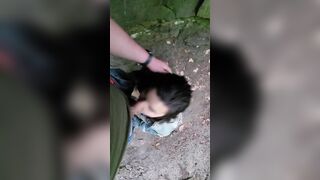 Risky point of view fellatio inside outdoor park